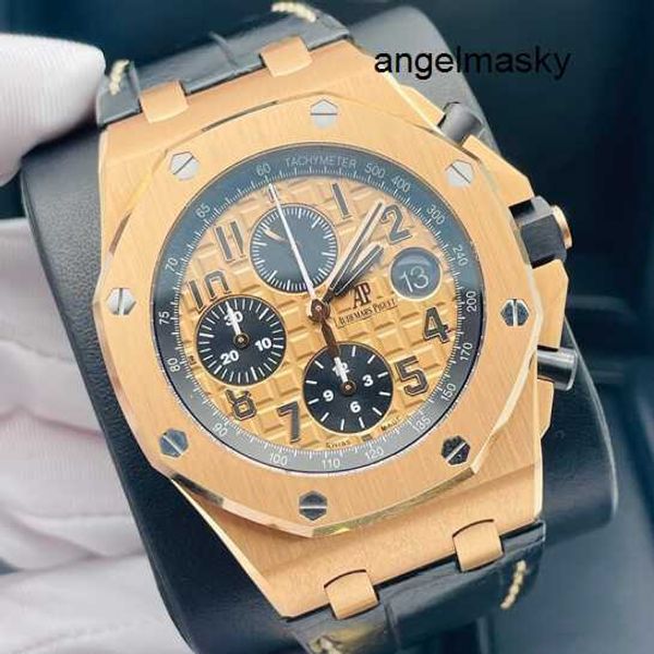 Orologio moderno Cronografo AP Orologio da polso Royal Oak Offshore Series Orologi da uomo Diametro 42 mm Acciaio di precisione in oro rosa 18 carati Orologio da uomo per il tempo libero di lusso 26470OROO