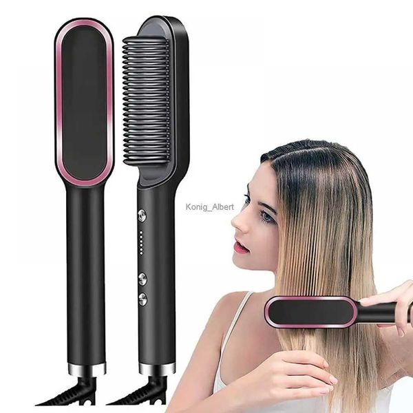 Alisadores de cabelo escova de cabelo pente de ar quente alisamento secador escova quente plana ferro alisador de cabelo escova cerâmica elétrica calor pente styler ferramentas l2402