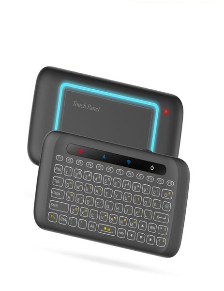 H20 Mini tastiera wireless retroilluminazione Touchpad Air mouse IR telecomando pendente per Andorid BOX Smart TV Windows PK H18 Plus9979334