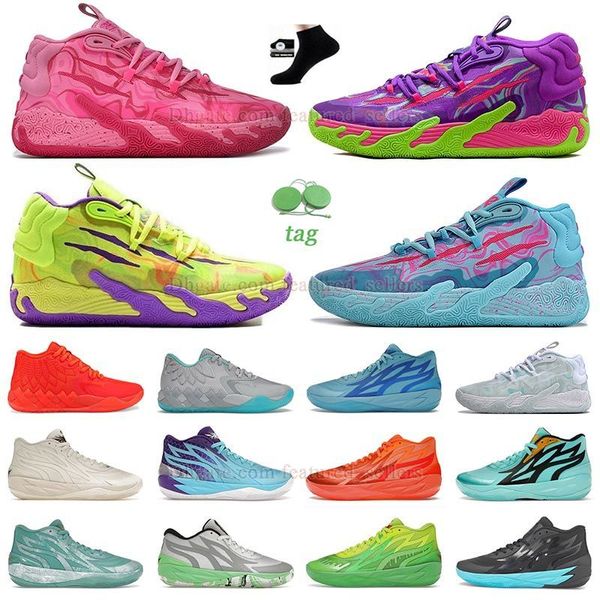 Rick e Morty LaMelo Ball MB.01 2.0 03 Homens Sapatos de Basquete Sapato Rosa MB03 Queen City Preto Sunset Brilho Vermelho Explosão Branco Verde Raro Gutter Melo Outdoor Mulheres Mens Sapatilhas