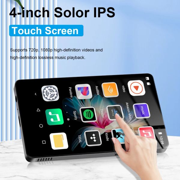 Player 4.0 polegadas IPS WiFi MP3 MP4 Player Bluetooth 5.0 HiFi Sound Music MP3 Player Full TouchScreen Áudio Walkman Player Alto-falante embutido