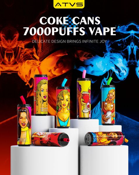 Originale formale ATVS 7000puffs 5% VAPE monouso Smart Screen Display Batteria Stick King Carburatore