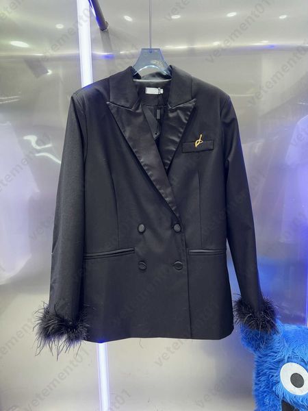 Terno de marca de moda designer blazer feminino casaco de escritório criptografado penas de avestruz aparado alfaiataria tridimensional ternos bem feitos jaqueta roupas femininas