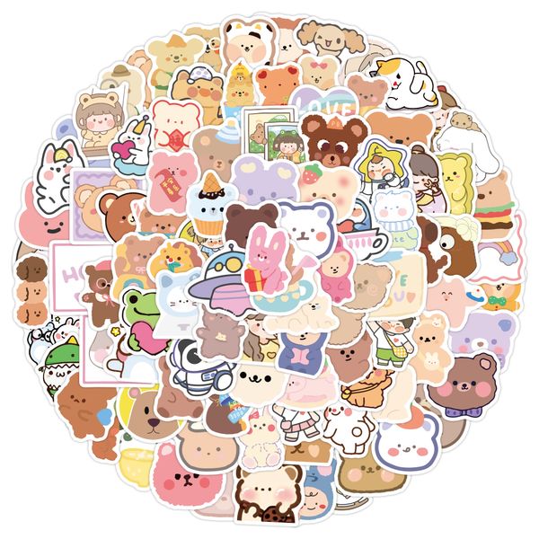 50PCS koreanischer Bär ins Cartoon wasserdichte PVC-Aufkleberpackung für Kühlschrank, Auto, Gepäck, Laptop, Laptop, Tasse, Handy, Schreibtisch, Fahrrad, Skateboard, Hülle.