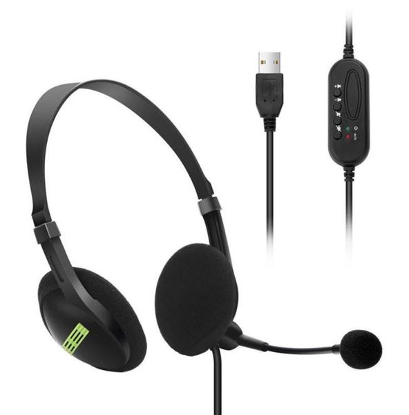 Fone de ouvido USB com microfone com cancelamento de ruído Fone de ouvido para computador PC Fones de ouvido leves com fio com pacotes de varejo ou pacotes OPP9888683