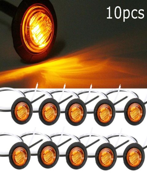 10pcs kamyon Amber sarı su geçirmez LED ışık küçük yuvarlak yan işaret ışıkları 3 LED düğme lambaları Lorry 12v24v1042501