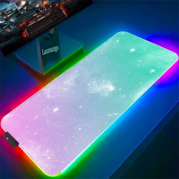 Almofadas céu estrelado teclado tapete mousepad rgb mouse pad acessórios para portátil deskmat jogos laptops protetor de mesa backlight mause esteiras