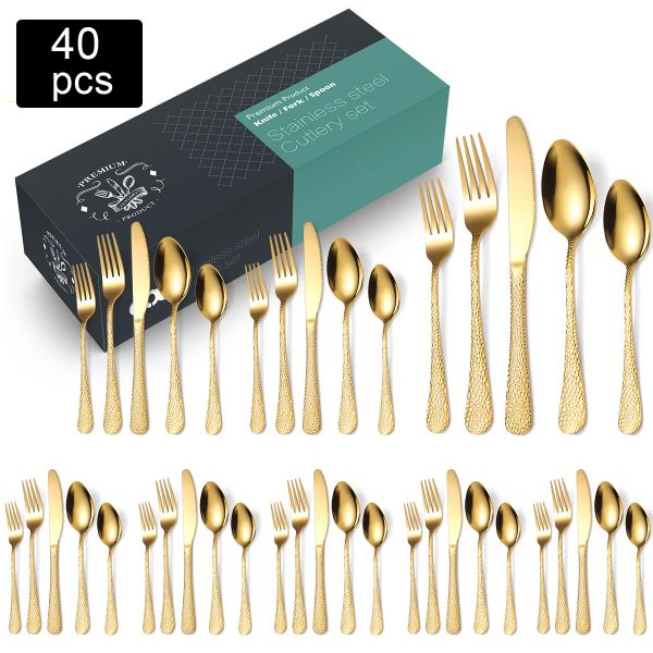 Sets 20/30/40Pcs Luxus Geschirr Besteck Set Kreative Schlange Haut Hotel Steak Geschirr Set Edelstahl gold Besteck Set Geschenk