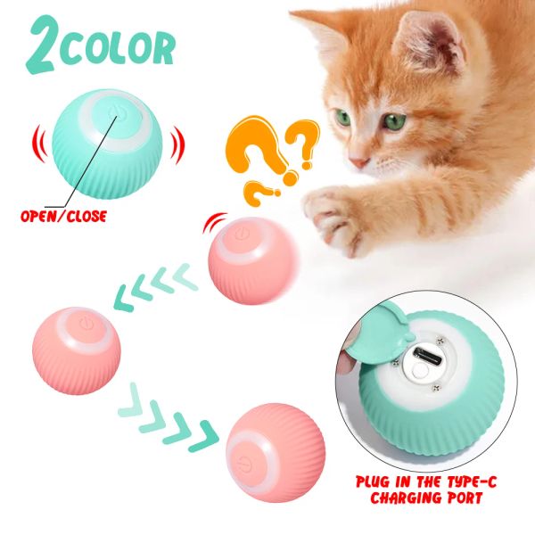 Toys Smart Cat Toys Ball automático Bola de gato elétrico Toys Interactive for Cats Treinando Acessórios para Pet Toys de Kitten Toys Acessórios para animais de estimação