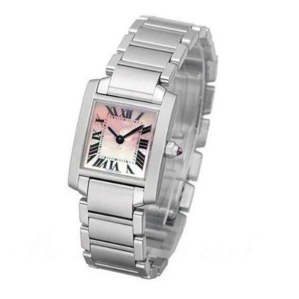 high quality men woman quartz watch female square watchcase pink dial Steel band watches 530331b