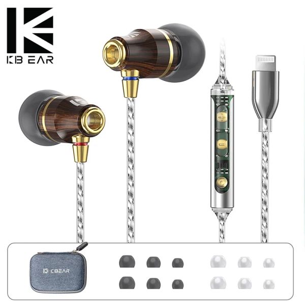 Fones de ouvido kbear kw1hifi no fone de ouvido com microfone 6 unidade dinâmica dinâmica estéreo Earphones Sports Subwoofer Monitor para Apple Phone/Pro