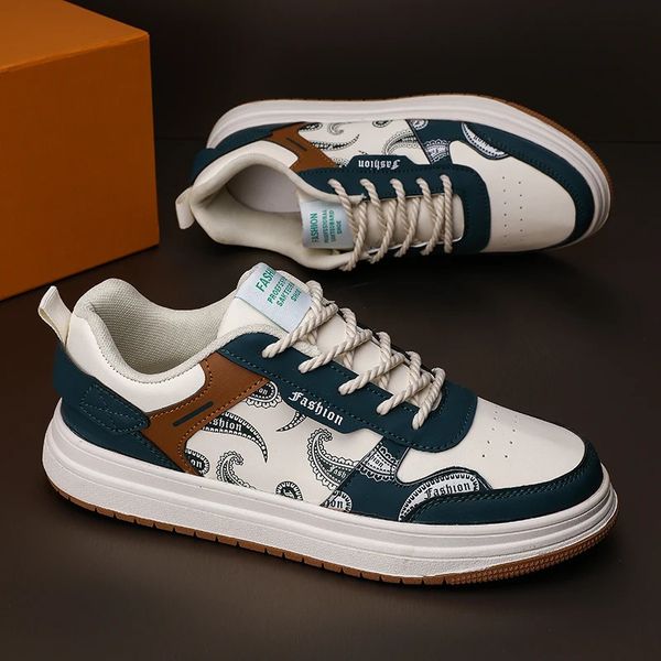 Sapatos casuais masculinos tendência resistente ao desgaste estilo coreano tênis estudantes esporte sapato rua bloqueio de cor rendas até 240223