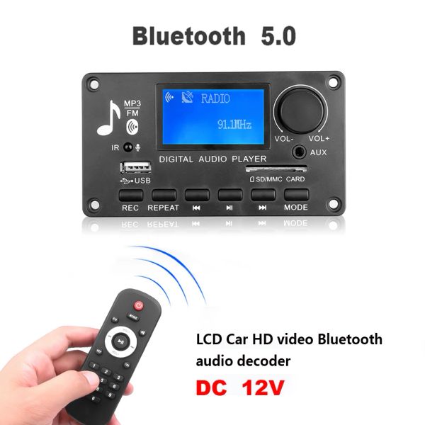 Player LCD 12V Verstärker WMA WAV FLAC APE MP3 Player Decoder Board Bluetooth kompatibel 5,0 Auto FM Radio audio Modul Unterstützung USB TF