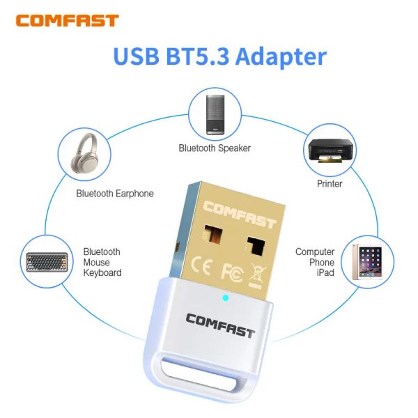 Alto-falantes adaptador bluetooth para pc usb bluetooth 5.3 dongle bluetooth 5.0 5.1 receptor para alto-falante mouse teclado música transmissor de áudio