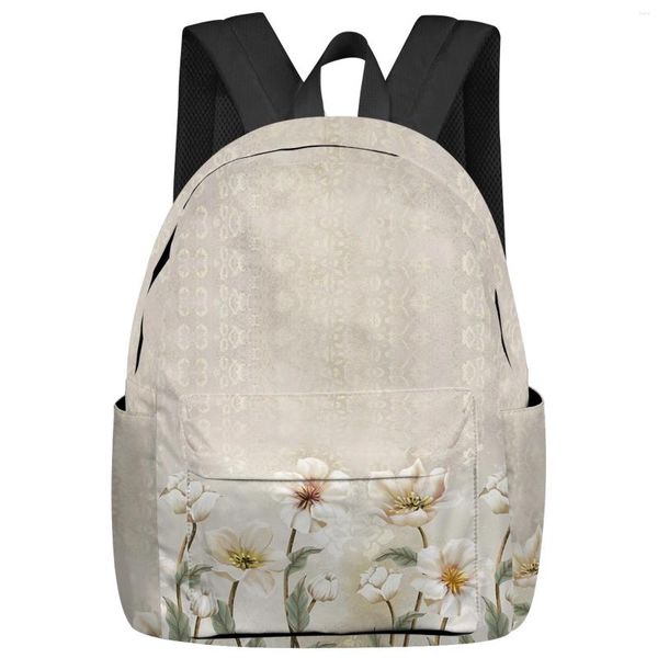 Mochila Vintage Flores Mulheres Homem Mochilas À Prova D 'Água Multi-Bolso Escola para Estudante Meninos Meninas Laptop Book Pack Mochilas