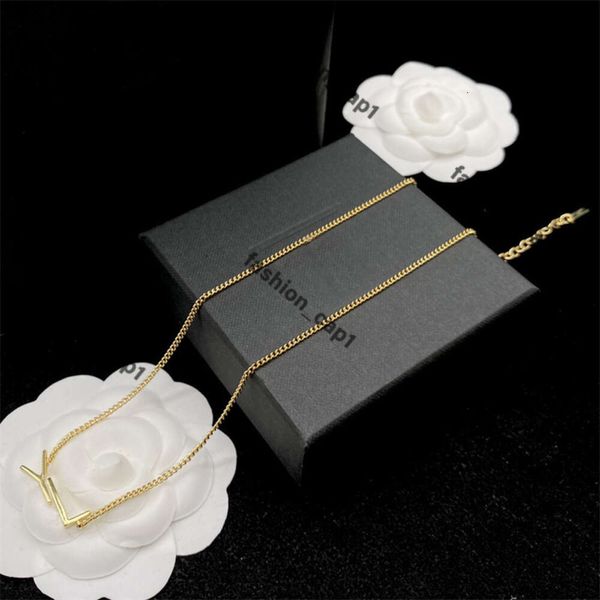 YSL Designer de luxo YSLS Handbag Jewelry Pingente de colares de festas de casamento Bracelets Chain Jewellery Letter Simple Women Ornamentos Gold Colar YSLSS 56