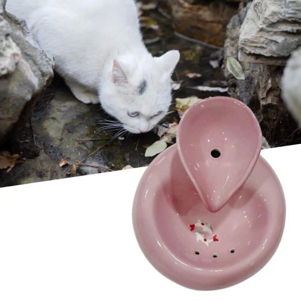 Fütternder Trinkbrunnen für Katzen, großes Fassungsvermögen, automatischer Wasserkreislauf, geräuschlos, für Haustiere, Keramik-Wasserspender, Hundetrinknapf