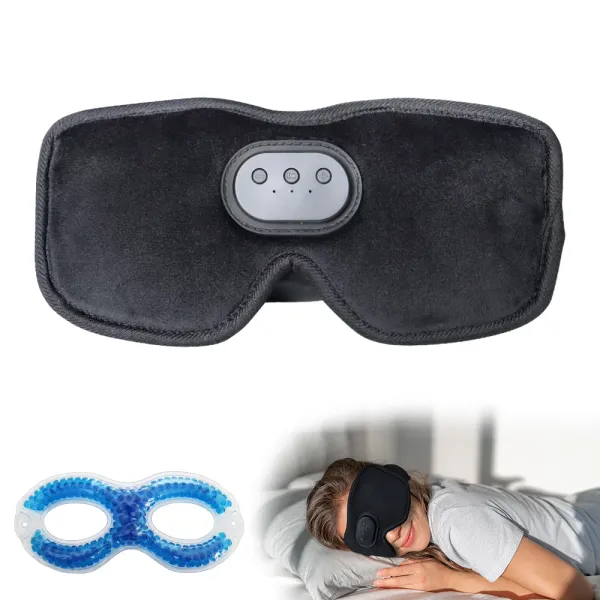 Kopfhörer Bluetooth Schlafmaske Kopfhörer für Männer Frauen mit Kühlgelpolster, Blackout -Augenmaske Bluetooth Schlafmaske für Flugzeugreisen
