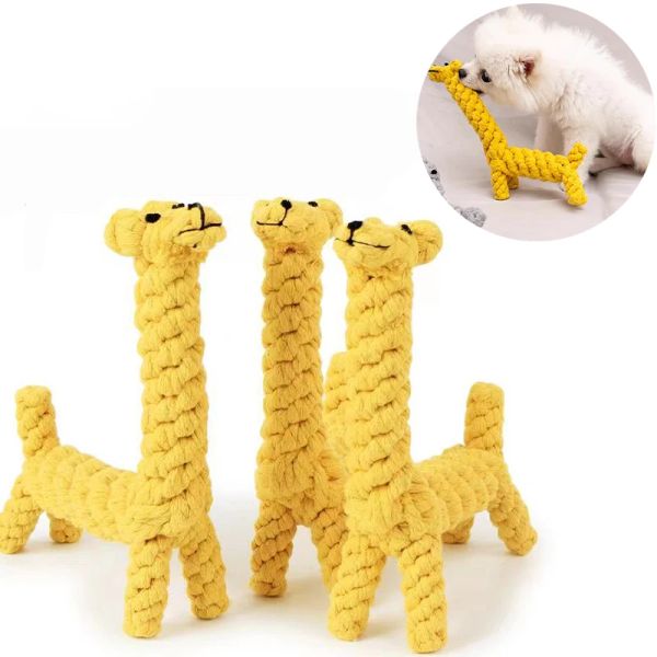 Spielzeug Welpen-Kauspielzeug, handgefertigtes Baumwollseil-Spielzeug für Hunde, Giraffenform, kleines und großes Haustier, Zahnreinigungsspielzeug, Outdoor-Spaß, Training