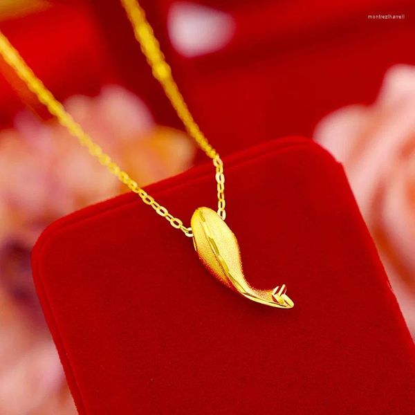Anhänger Koreanische Mode 14K Gold Schmuck Kleine Fische Delphin Halskette Choker Für frauen Hochzeit Engegement Schlüsselbein Anhänger Geschenk