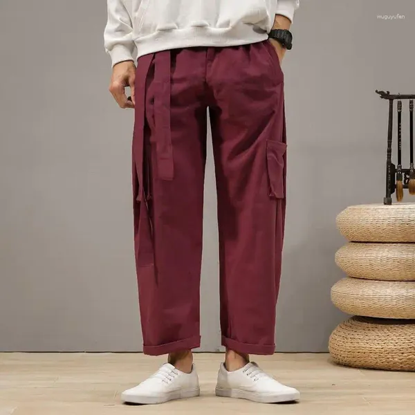 Etnik Giyim Erkekler Bahar Pantolon Koreli Pantolon Büyük Boy Pamuk Sokak Giyin