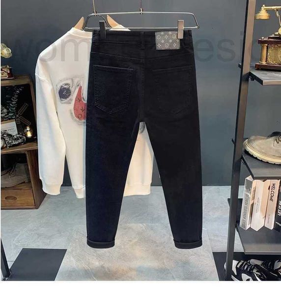 Jeans da uomo firmati puro cotone nero Autunno 24ss Nuovi piedi slim fit Elastici pantaloni dritti europei di fascia alta 28-34 36 KPH0