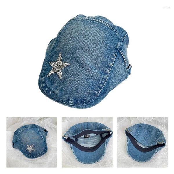 Berretti con visiera per adulti Cappello modello scintillante Uomo Jeans Berretto con visiera Ragazze Donne Pittore Taking Po