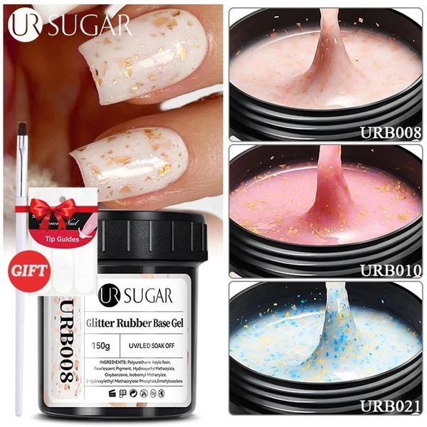 UR SUGAR 150g Glitter oro Base in gomma Gel Confezione di ricarica Gelatina al latte Bianco Autolivellante Nail Art Soak Off UV LED Manicure 240219