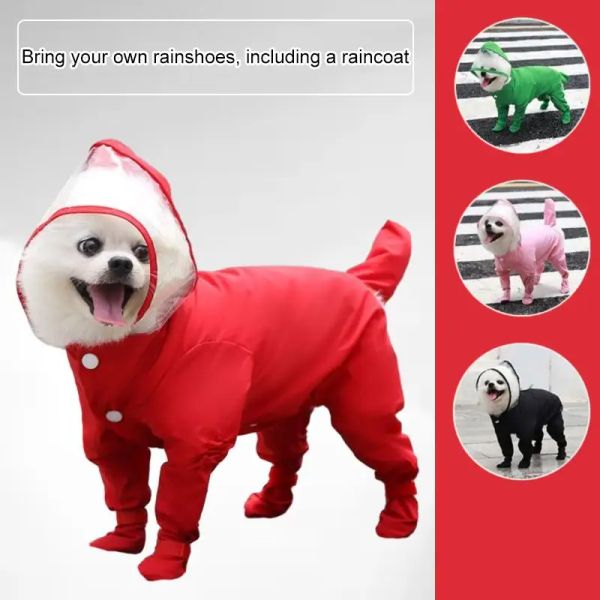 Capas de chuva para cães com tudo incluído, capa de chuva esportiva com capuz, jaqueta à prova d'água para cães pequenos e médios, botas de chuva, roupas da moda para animais de estimação