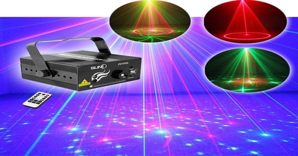 Suny RGB Mini 3 lenti di alta qualità 24 modelli Mixing Proiettore laser Effetto Stage Remote 3W LED blu Spettacolo di luci Disco Party Lighti2296316