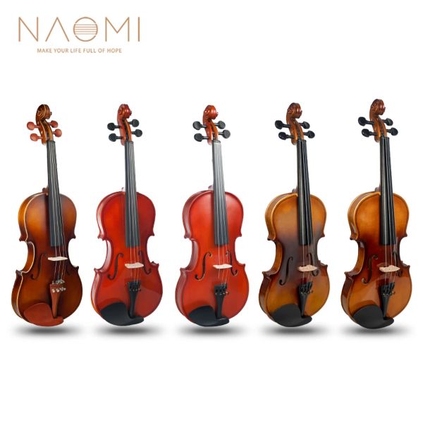 Violino naomi tamanho completo 4/4 kit inicial de violino com case rígido arco madeira extra cordas para adultos iniciantes acessórios de violino