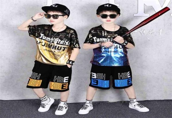 Teenager-Kinder-Jungen-Kleidungsset, Sommer-Buchstabe, T-Shirt, Hawaii-Shorts, Teenager-Kinderkleidung für 6, 8, 10, 12, 13, 14 Jahre 2108041096449