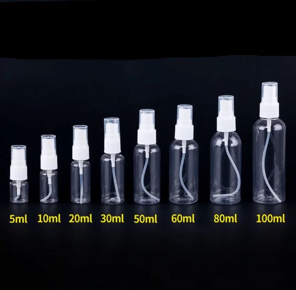 100 x Flacone spray 10 ml 20 ml 30 ml 50 ml 60 ml 100 ml Fiala vuota Pompa nebulizzata ricaricabile Profumo Olio essenziale Atomizzatore Strumento da viaggio 240226