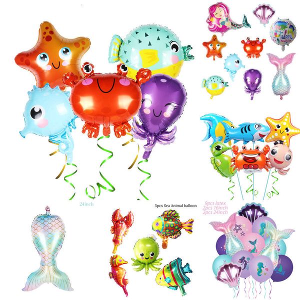 Neu Neu Unter Dem Meer Tier Folienballons Hummer Hai Krake Krabbe Seepferdchen Ballon Geburtstag Party Baby Dusche Dekorationen Kind Spielzeug