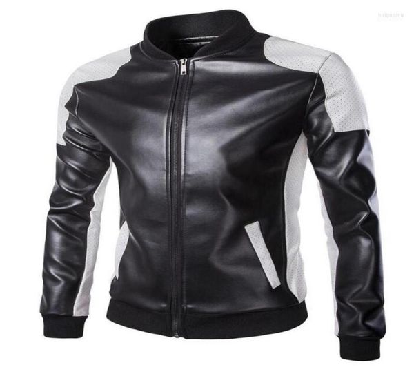 Men039s pele men039s falso masculino motocicleta jaqueta de couro gola preto branco cor misturada casacos retro zíperes masculino 5xl19000440