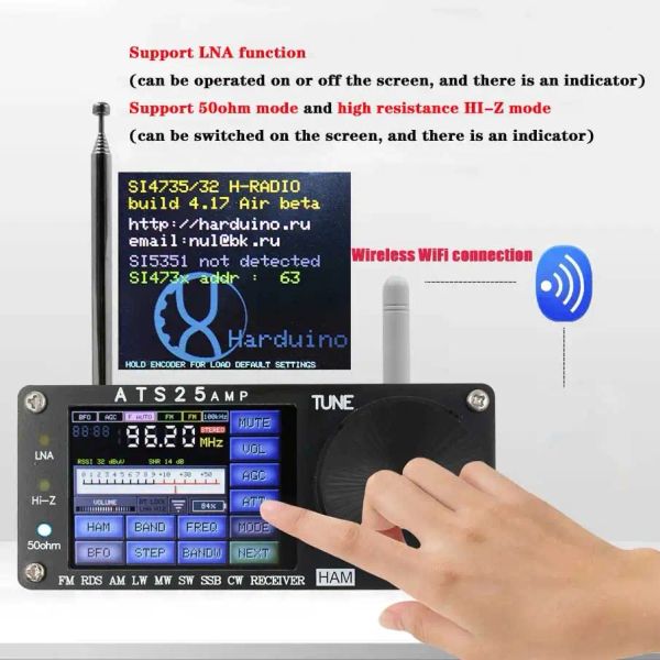 Rádio hamgeek genuíno novo v4.17 ats25amp 132k30000khz rds banda completa receptor de rádio espectro digitalização dsp receptor am ssb fm rds cw