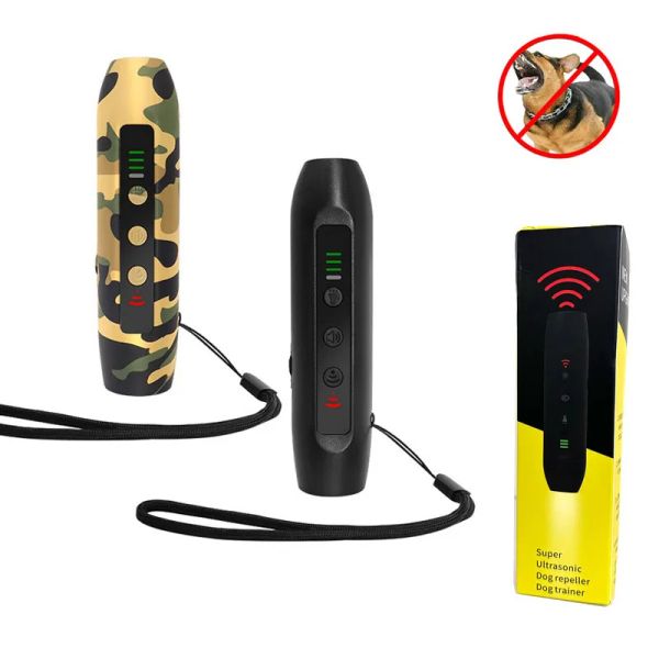 Repellenti Repellente per cani ad ultrasuoni 3 in 1 Dispositivo portatile ricaricabile per addestramento del cane Anti abbaiare per cani con indicatore LED Addestramento di animali domestici