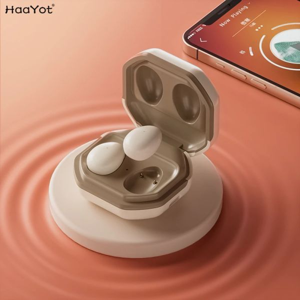 Cuffie HAAYOT Mini invisibile Bluetooth 5.3 Auricolare In Ear TWS Auricolari stereo wireless per Iphone Android con custodia per caricabatterie Nuovo
