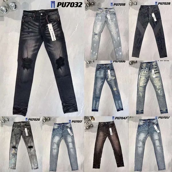 2024 designer maschi jeans desig 55 colori lunghi ricamo adesivi ippop da hippop slim denim dritta streetwear pantaloni magri all'ingrosso 29-38 jeans viola 88vv