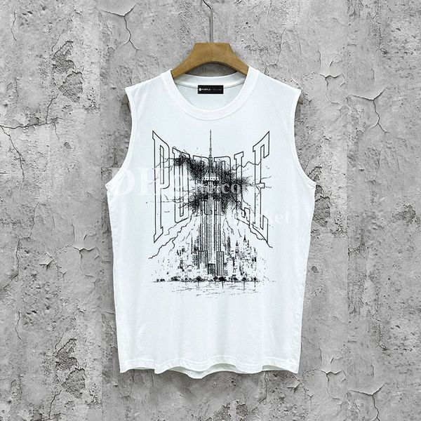 Дизайн бренда Tees Summer Men Vest негабаритный отдых без рукавов футболка Hip Hop Rock Street Tanks Pure Cotton Cotta для юноши
