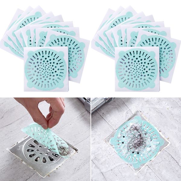 10PCS Kitchen universal Disposable Sink Strainer Hair Stoppers Catchers Shower Drain Sticker Floor Filter Paper Cover