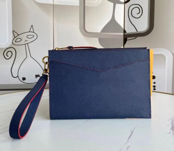 Bolso de embrague de diseñador Bolsa diaria Monedero de lujo Hombres Bolso de mano Mujer Cartera de cuero Monederos Titulares de tarjetas largos con caja original Bolsa para el polvo M62937