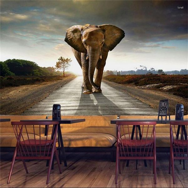 Wallpapers sudeste asiático elefante papel de parede 3d tema tailandês restaurante sala de estar quarto fundo mural papel de parede pano