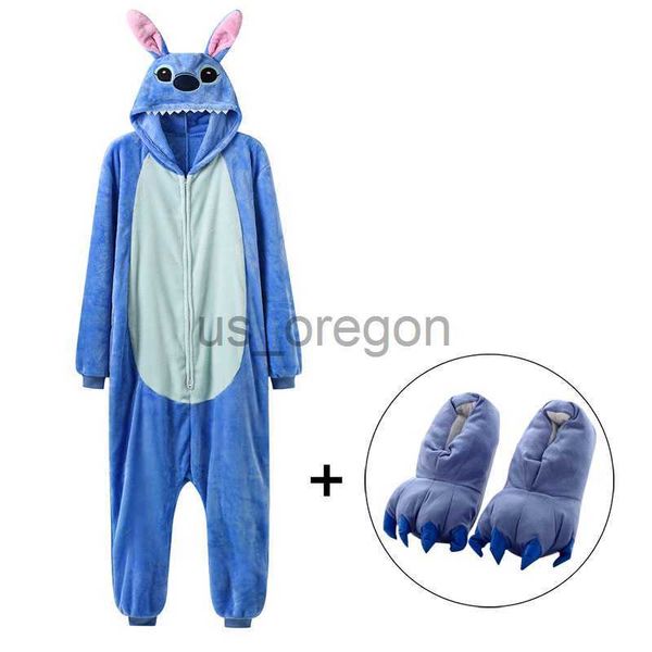 Ev Giyim UNISEX ZIPPER ONDIE Mavi Pijama Hayvan Kigurumis Kadın Kış Sıcak Uyku Takım Çift Genel Yumuşak Pazen Artı XXL X0902