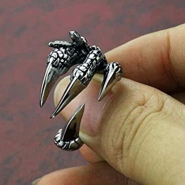 Anéis de casamento 1 pcs aço águia dragão garra halloween crânio anel vendendo homens dominador abertura rocha animal jóias 230831