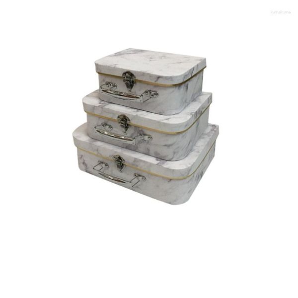 Wrap regalo 3 pezzi/set di valigie vintage marmorizzata Styling Box Metal Snap Portable Snap look cartone Cartone per bambini