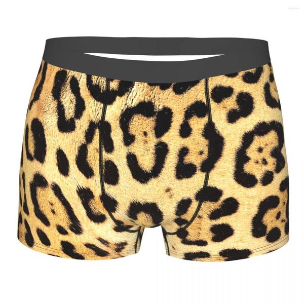 Cuecas de pele de leopardo respirável calcinha masculina cueca impressão shorts boxer briefs