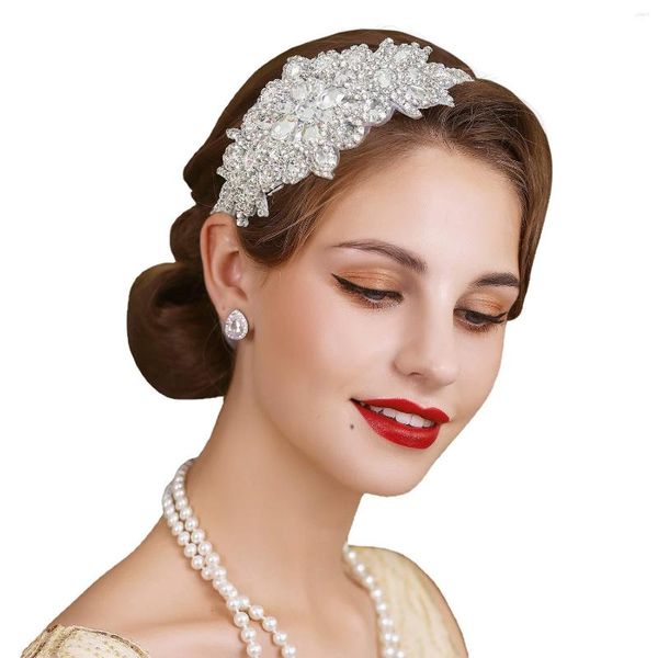 Grampos de cabelo 90s estética strass hoop bandana feminino cristal headwear cabeça tiara peça acessórios de casamento