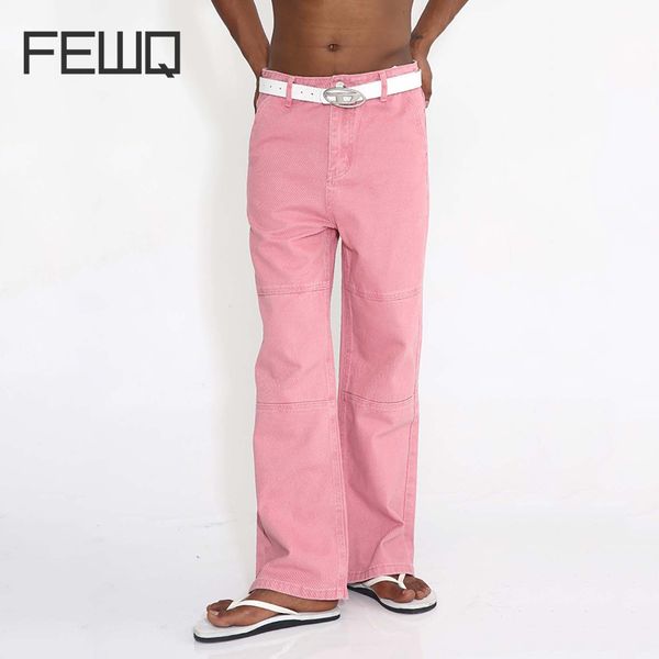 Mens Jeans Fewq Homens Coreano Moda Solta Trabalho Terno Calças de Perna Larga Comprimento Masculino Calças Cor Sólida 24x1468 230831