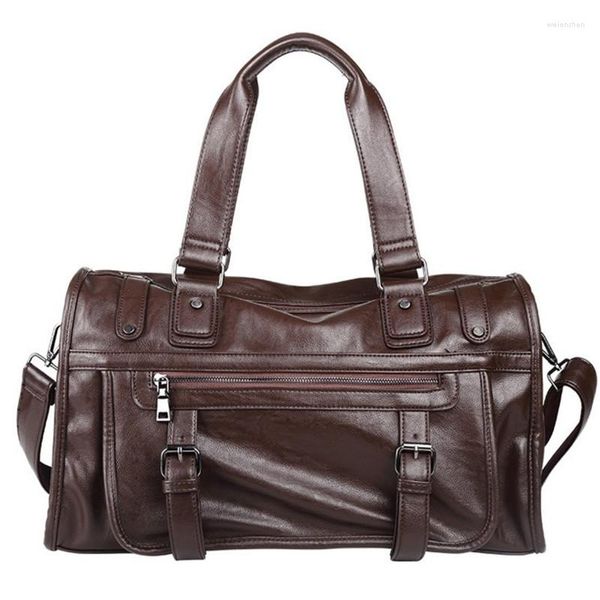 Borsoni Fashion Extra Large Weekend Big PU Leather Business Men Travel Design Borsa da viaggio Borsa a tracolla per computer